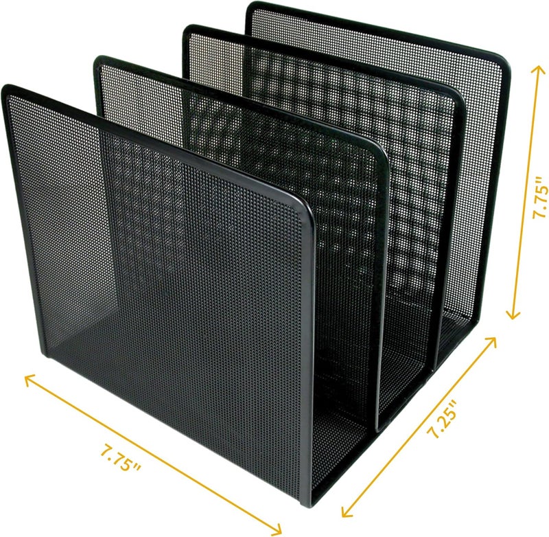 ARTISTIC Contemporary Mesh Metal Desktop File Sorter for Neat and Organized Surfaces in Office, School, and Home, Black - Image 2